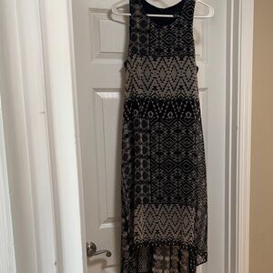 Karen Kane Black and Tan High-Low Sleeveless Midi Dress